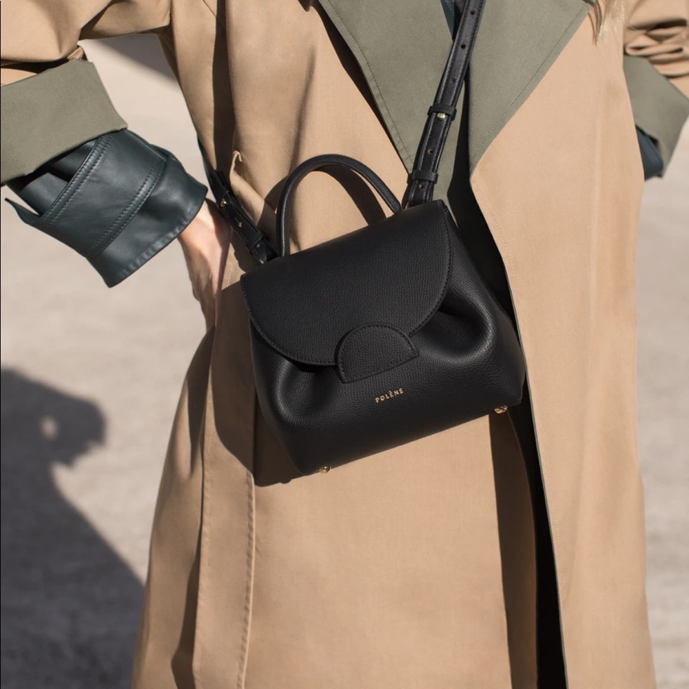 Polene Paris Numero uno Nano black textured leather bag